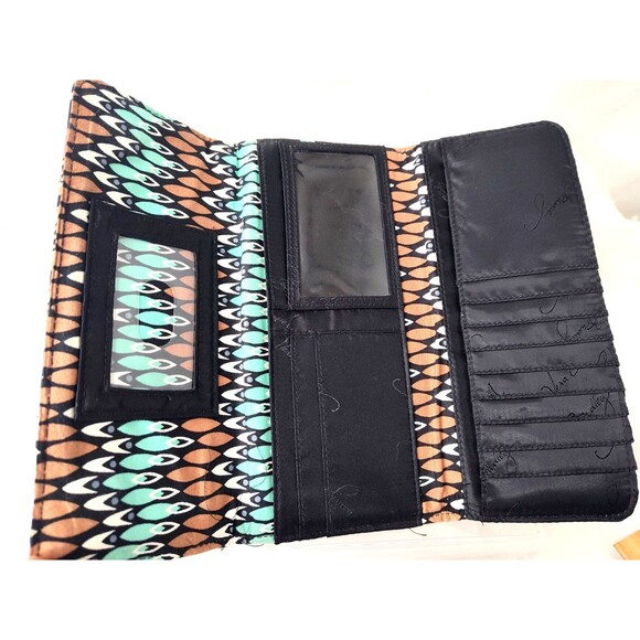 Vera Bradley Women Sierra Trifold Compact Wallet Coin Black Paisley Floral 8.5" - Picture 6 of 8